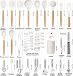 Cooking Utensils Set- 35 PCs Kitchen Utensils with Grater,Tongs, Spoon Spatula &Turner Made of Heat Resistant Food Grade Silicone and Wooden Handles Kitchen Gadgets Tools Set for Cookware
