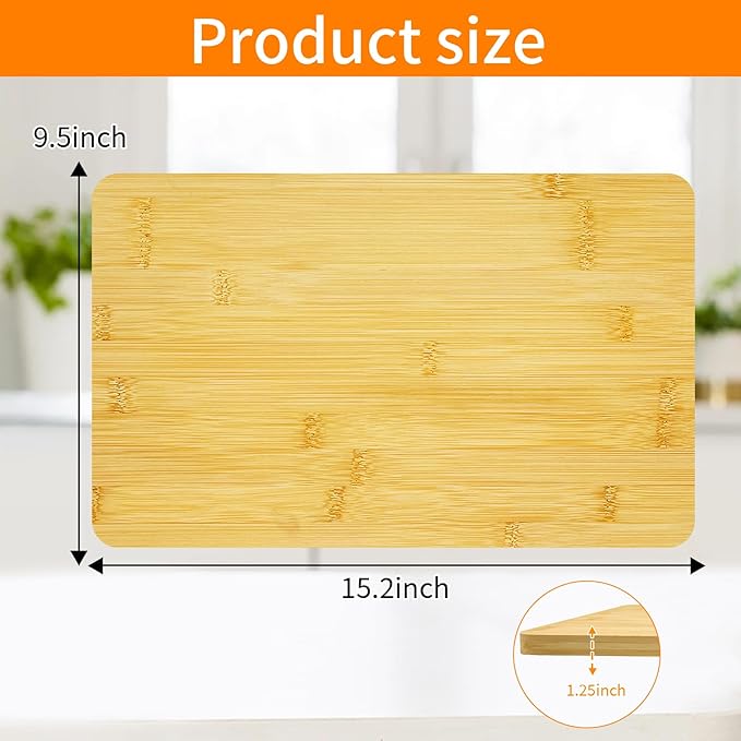 Bamboo Cutting Board for Breville Mini Smart Toaster Oven BOV450XL, 15.2"L x 9.5"W x 1.2"Th Toaster Oven Accessories With Heat-Resistant Non-Skid Silicone Feet, 100% Organic Bamboo
