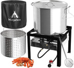 100QT Crawfish Boiler Kit, Waterproof Cover & 18-inch Skimmer, 110,000BTU Propane Burner Stove, 0-20PSIG Regulator, Aluminum Seafood Boil Pot, Crab Boil Pot with Basket