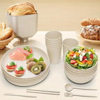 Wheat Straw Dinnerware Sets -DAPIPIK 42 Piece Unbreakable Dinnerware Sets for 6, Kitchen Plates and Bowls Set, Lightweight Camping Plates Cups and Bowls Set.Dishwasher Microwave Safe Dinnerware