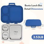 Stainless Steel Bento Box Kids, Leak Proof Metal Bento Lunch Box,3 Compartments 304 Stainless Steel Bento Lunch Containers for School and Office,Dishwasher Safe, BPA-Free(Blue)