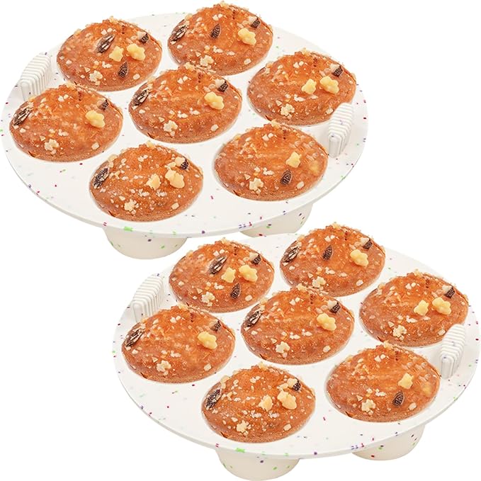 GOKCEN's Silicone Egg Bite Molds [2 Pack] Air Fryer Accessories - Fit Air Fryer 5,6,8 qt Pressure Cooker - Food Freezer Tray - Reusable Storage Container (Round - Confetti)