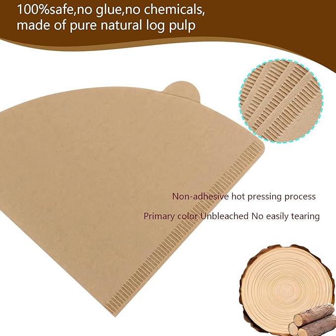 Coffee Filters,200 Count Disposable Coffee Paper Filters, Size 04 Unbleached Cone Filters 2-4 Cup, Filters For Pour Over and Drip Coffee Maker (200, V02)