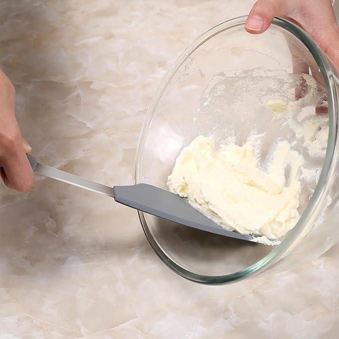 To encounter 5 Pieces Silicone Spatula Set, Non-Stick Silicone Turner Spatulas, Heat Resistance Cooking Utensils, Flip Turner for Fish, Egg, Pancake, Light Grey