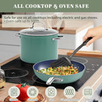 Nuwave 12pc Forged Lightweight Cookware Set, G10 Healthy Duralon Ceramic Ultra Non-Stick Coating, Vented Tempered Glass Lids, Stay-Cool Handles, Induction-Ready & Works on All Cooktops, PFAS Free