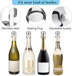 Tessco 12 Pcs Stainless Steel Champagne Stopper Reusable Bottle Sealer Wine Corker Champagne Cork Stopper with a Built in Sealing Plug Compact Saver Plug for Cava Prosecco (Silver)