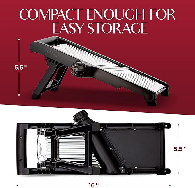 Gramercy Mandoline Food Slicer, Vegetable Cutter, Potato Slicer, Mandolin for Kitchen, Veggie Cutter, Cucumber Tool - Comes with One Pair Cut-Resistant Gloves