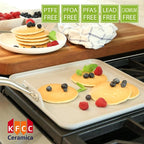 TECHEF - CeraTerra Ceramic Nonstick Square Griddle Pan (PTFE and PFOA Free Ceramic Exterior & Interior), Oven & Dishwasher Safe, Made in Korea, Grey/Silver (Griddle Pan)