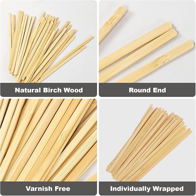 500pcs Wood Coffee Stirrer Sticks, 5.5 Inch Wooden Swizzle Stick Beverage Mixer, Eco Friendly Long Stirrer Stir Sticks for Mixing Cocktail Hot Chocolate Drinking Tea