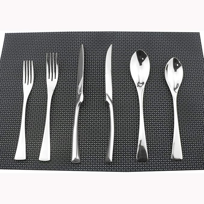 Flatware Set 18/10 Stainless Steel Mirror Polished Silver Cutlery - Silverware Utensil Set of Steak Knife Dinner Fork Knife Spoon Salad Fork Dessert Spoon,6 Piece Service for 1