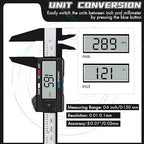 Electronic Digital Calipers, inch and Millimeter Conversion,LCD Screen displays 0-6" Caliper Measuring Tool, Automatic Shutdown, Suitable for DIY/Jewelry Measurement (New150mm Black Plastic)