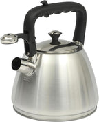 Mr. Coffee Armidale 2.5QT Whistling Tea Kettle, Large Brushed Stainless Steel Kettle for Stovetop, Durable Fast-Boil Tea Pot