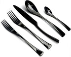 5-Piece 18/10 Stainless Steel Flatware Set Mirror Polishing Black, Serive for 1