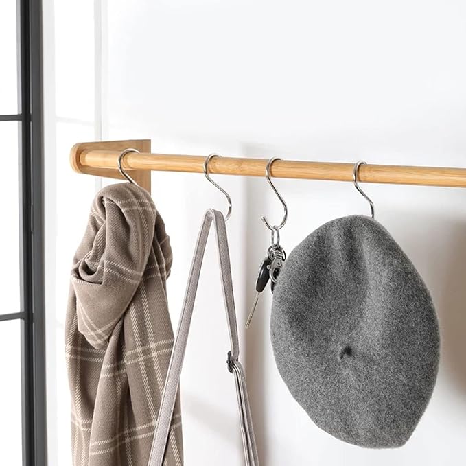 RHBLME 100 Pack S Hooks - 2.8 Inch Small Heavy Duty Stainless Steel S Hooks for Hanging Jeans, Cooking Utensils, Potted Plants, etc