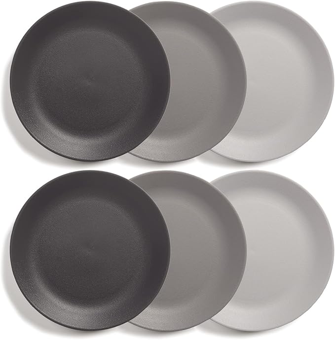 US Acrylic Everest Ultra-Durable Plastic 10 inch Dinner Plates in Grey Stone | Set of 6 Reusable, BPA-Free, Made in the USA, Dishwasher Safe Dinnerware