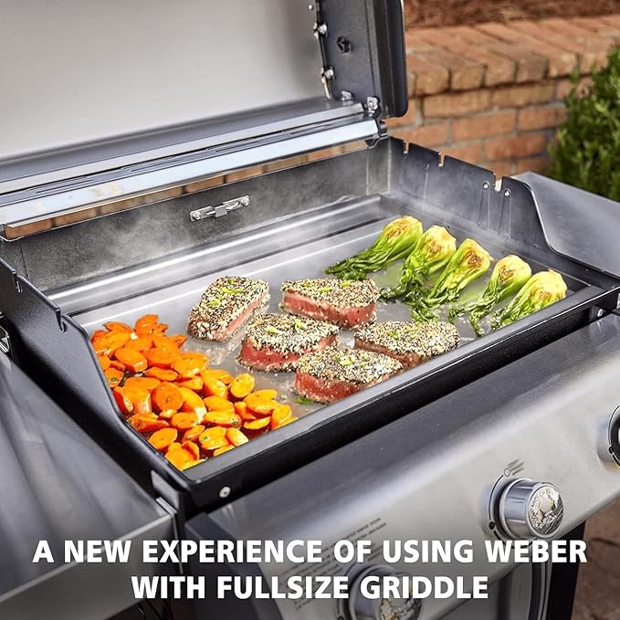 Cast Iron Grill Griddle for Weber, Charbroil, Nexgrill, Cusinart, Expert, Napoleon, Pit boss, Traeger | Full-Size Replacement Cooking Griddle 24x16 inch | Heavy-Duty Even Heating