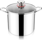 Herogo 12 QT Stock Pot, Tri-ply 18/10 Stainless Steel Cooking Pot with Lid, 12 Quart Large Metal Pasta Stockpot for Chicken Soup, Big Stockpot for Induction Gas Electric Stove, Dishwasher Safe