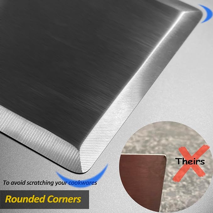 Extra Wide Spatula, Large Metal Spatula with Full Tang Wooden Handle & Beveled Edges for Skillets, Griddles & Grills, Pancake Flipper Turner, Smash Burgers Turner, 6 x 5-inches