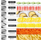 VEKAYA Mandoline Slicer for Kitchen, Stainless Steel Professional Vegetable Slicer with Adjustable Thickness, Ultra Sharp Blades, Safety Gloves & Food Holder, Ideal for Potatoes, Onions, Cucumbers