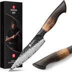 XINZUO 5.6 inch Paring Petty Knife,High Carbon 67 Layers Damascus Steel Fruit and Vegetable Small Kitchen Utility Knife,Burnt Wood Handle