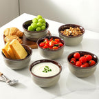 MEKY 20oz Ceramic Cereal Bowls Set of 6, Stackable Soup Bowls for Oatmeal, Ice Cream and Pasta Everyday Use, Microwave & Dishwasher Safe, Modern & Durable, Brown