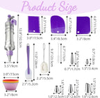 Dessert Decorating Syringe Set, Cake Frosting Piping Kit Stainless Steels Cupcake Icing Piping Kit with 6 Nozzles, 4 Scraper, 6 Silicone Cake Liners, 2 Cleaning Brush for DIY Cake Decoration, Purple