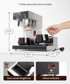 SYBO Commercial Coffee Maker 12 Cup, Pour Over Drip Coffee Maker Brewer with 3 Lower Warmers, Stainless Steel Cafetera