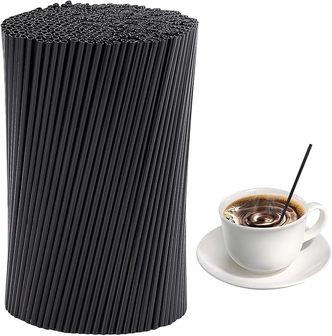 2000 Count 5 Inch Coffee Stirrers Straws, Disposable Plastic Sip Stir Swizzle Sticks for Cocktail Drinks - Black