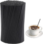 2000 Count 5 Inch Coffee Stirrers Straws, Disposable Plastic Sip Stir Swizzle Sticks for Cocktail Drinks - Black