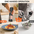 2 in 1 Electric Salt and Pepper Grinder Set, USB Rechargeable, Automatic Salt and Pepper Mill Shakers with LED Light, Battery Display, Adjustable Coarseness, Ideal for Kitchen Outdoor BBQ Gift