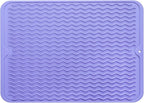 Silicone Dish Drying Mat for Multiple Usage,Easy clean,Eco-friendly,Heat-resistant Silicone Mat for Kitchen Counter or Sink,Refrigerator or drawer liner Light Purple L 16 inches x 12 inches