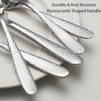 Hammered Silverware Set, 20 Piece Stainless Steel Heavy Duty Flatware Set for 4, Food-Grade Tableware Cutlery Set for Home Restaurant, Mirror Polished, Dishwasher Safe