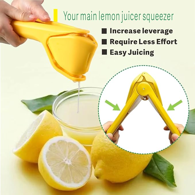 Lemon Squeezer, Effective at Squeezing Out Juice, Easy-to-Use, Very Sturdy, Lemon Juicer, Lime Squeezer, Citrus Juicers, Lemon Juicer Squeezer to Squeeze Lemons, Lime, Citrus, Orange(Yellow)