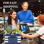Insulated Picnic Basket,Leak-Proof Collapsible Cooler Bag,26L Grocery Basket with Lid,2 Sturdy Handles,Storage Basket for Picnic,Food Delivery,Take Outs,Market Shopping,Travel (Blue)