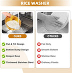 KesaPlan Rice Washer Strainer Bowl, 4-in-1 Washer Bowl Stainless Steel Rice Rinser Strainer Sink Colanders With Side Drainers for Cleaning Fruits, Vegetables, and Beans, Versatile Kitchen Tool