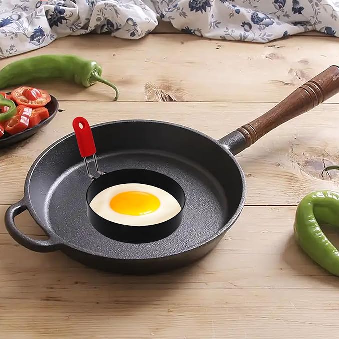 4 Inch Small Egg Rings for Frying Eggs with Foldable Handle, 2 Pack Stainless Steel Round Egg Shaper, Eggs Mcmuffin Ring Mold for Camping Pancake Sandwiches