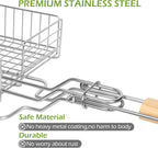 DOUBLE TWO - Stainless Steel Grill Basket, Grilling Baskets for Outdoor Grill, for Meat, Fish, Vegetable, BBQ Accessory, With Height Adjustable Cover & Detachable Handle, Easy to use, 1Pcs