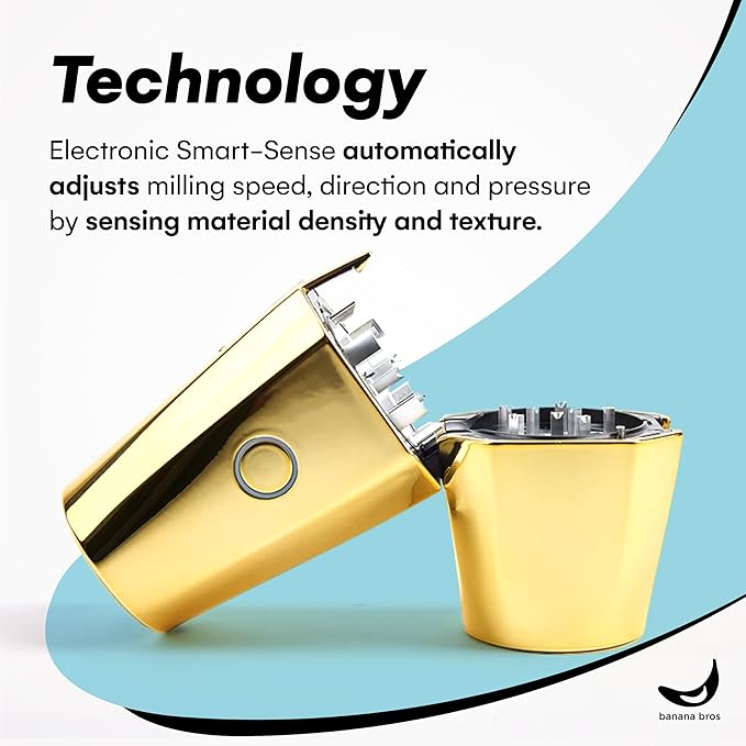 Banana Bros OTTO Electric Smart Spice Grinder - Automatic Herb Grinder with Smart Technology - USB Rechargeable - Portable Milling for Dry Herbs and Spices - Gold - Carrying Case Included