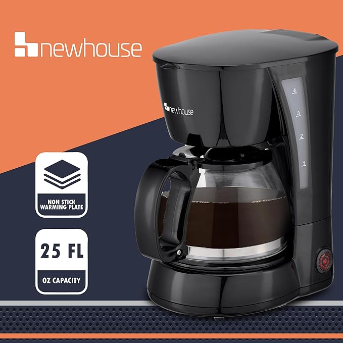 Newhouse Electric Coffee Machine NHCM-001-5, 5-Cup Coffee Maker with Auto Shut Off, Electric Pot with Metal Mesh Coffee Filter Basket, ETL Certified for Hospitality and Residential Use