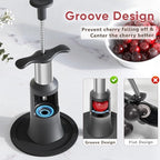 2 in 1 Cherry Pitter Remover Tool, Premium Quick Release Cherry Pitter, Press & Push Type, Large 33mm Cherry Seed Remover, Durable, Food Grade Stainless Steel & PP Plastic