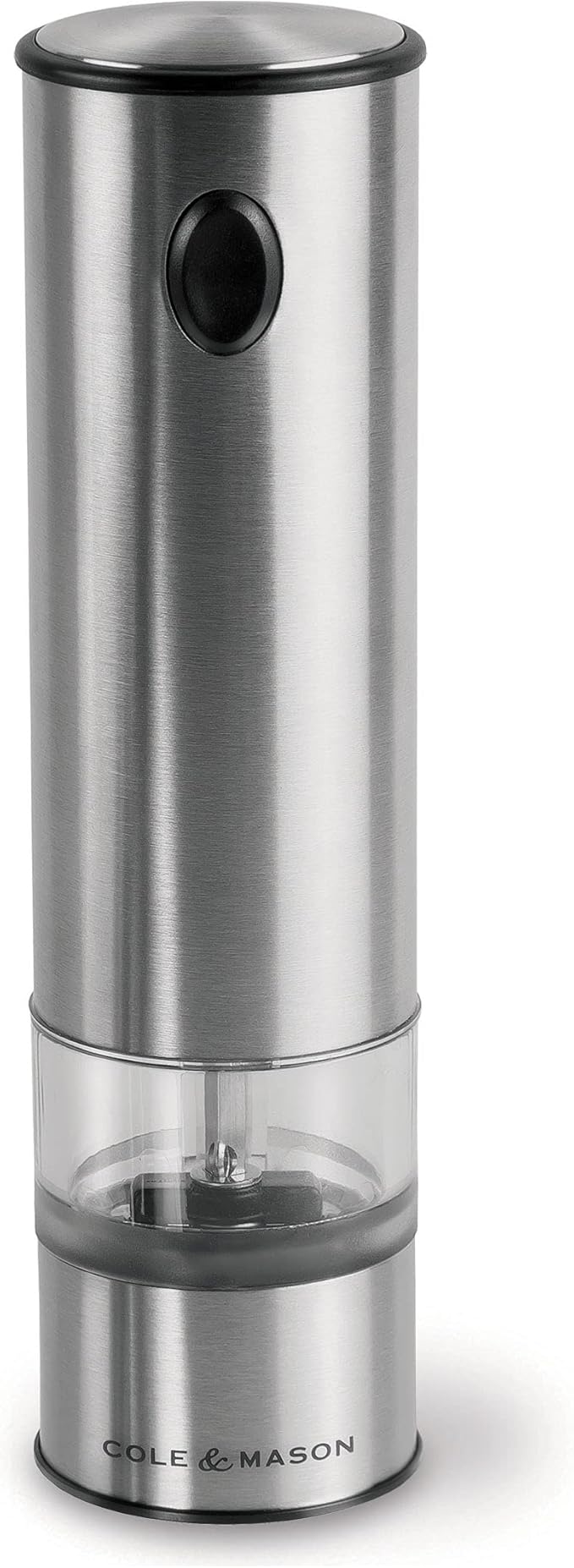 Cole & Mason Battersea Electronic Salt & Pepper Mill - One-Button Salt & Pepper Grinder - Refillable & Adjustable Salt & Pepper Shakers - Kitchen Accessories - Stainless Steel - 1 Pack