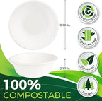 Paper Bowls 16 oz [150-Pack], Heavy Duty Disposable Bowls Perfect for Hot Soup and Milk Cereals, 100% Compostable and Eco-Friendly Made from Bagasse