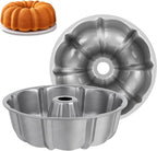 Homikit Cake Pan 10 Inch, 2 Pack Heavy Duty Carbon Steel Fluted Tube Round Pans 10 Cups for Baking Pound Cakes, Jello, Brownie, Monkey Pumpkin Bread, Oven Safe & Easy Release, Gray