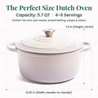 Larder & Vine Enameled Cast Iron 5.7 qt Dutch Oven Pot with Lid | Dutch Oven | Compatible on All Cooktops & Oven Safe to 500° F | Great for Sourdough Bread | Stone