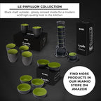 MIAMIO - Set of 6 Stoneware Coffee Mugs 12 Ounce/Cup Set - Le Papillon Collection (Black-Green)