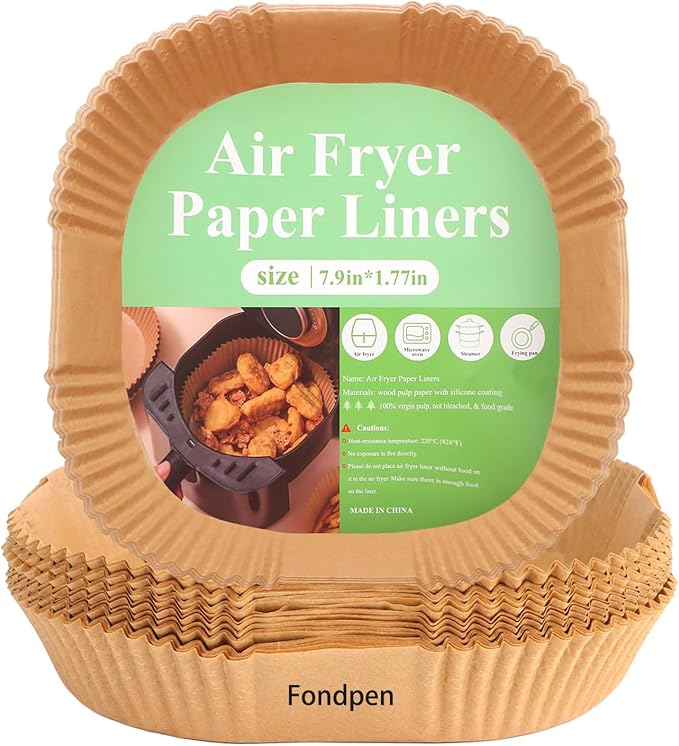 Air Fryer Liners Disposable, 100PCS Non-stick Disposable Airfryer Liners, 9 Inch Unbleached Parchment Paper, Round Air Fryer Paper Liners for 5-8QT Air Fryer, Baking, Roasting Microwave