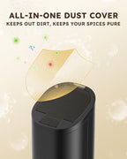 Sangcon Gravity Electric Salt and Pepper Grinder Rechargeable with Dust Cover, Large Capacity, Adjustable Coarseness, LED Light, One Hand Automatic Salt Pepper Shaker Mill, House Warming Gifts