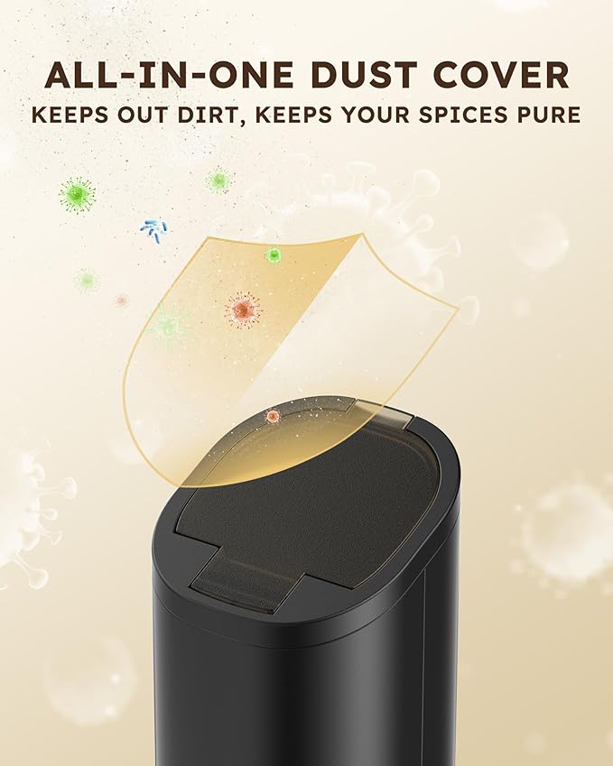 Sangcon Gravity Electric Salt and Pepper Grinder Rechargeable with Dust Cover, Large Capacity, Adjustable Coarseness, LED Light, One Hand Automatic Salt Pepper Shaker Mill, House Warming Gifts