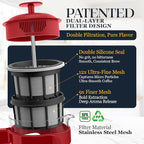 ESPRO P3 French Press Coffee Maker – Patented Double Micro-Filter for Grit-Free Brew, Heat Resistant thicker Borosilicate Glass Coffee press – Red (32oz)