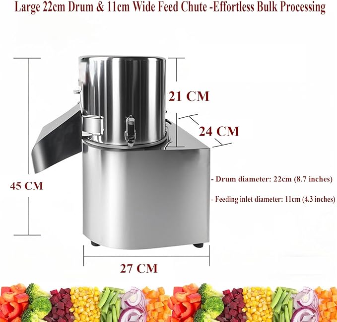 Commercial Electric Food Processor 550W – Heavy Duty Vegetable Chopper Machine – Stainless Steel Body & Blades – 120Kg/H High Capacity – for Restaurant & Kitchen Use (110V)